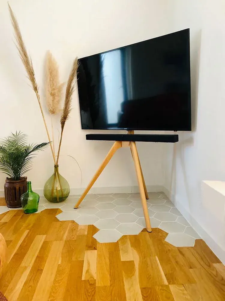 Coin TV dans un salon rénové à Bordeaux